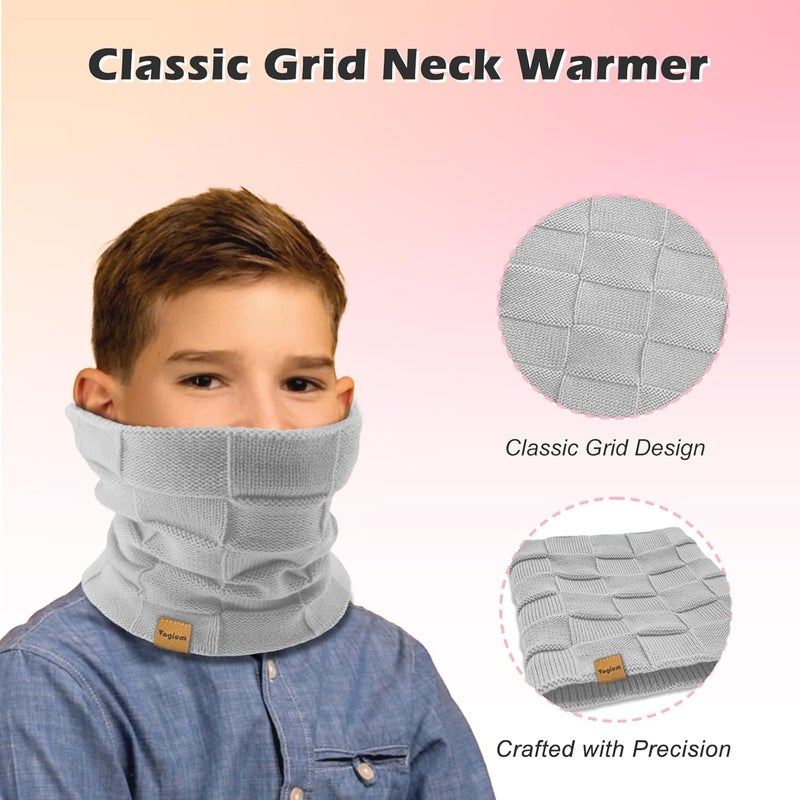 Vogium Kids Double-layer Knit Neck Warmer Gaiter | Thermal Fleece Face Cover for 6-14 Year Olds Boys Girls | Ski, Play - Image 3